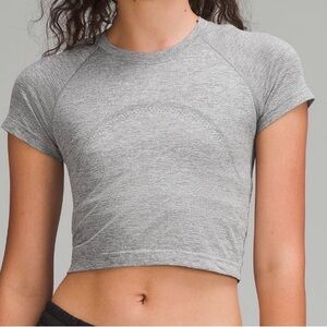 Lululemon swiftly tech cropped grey shirt